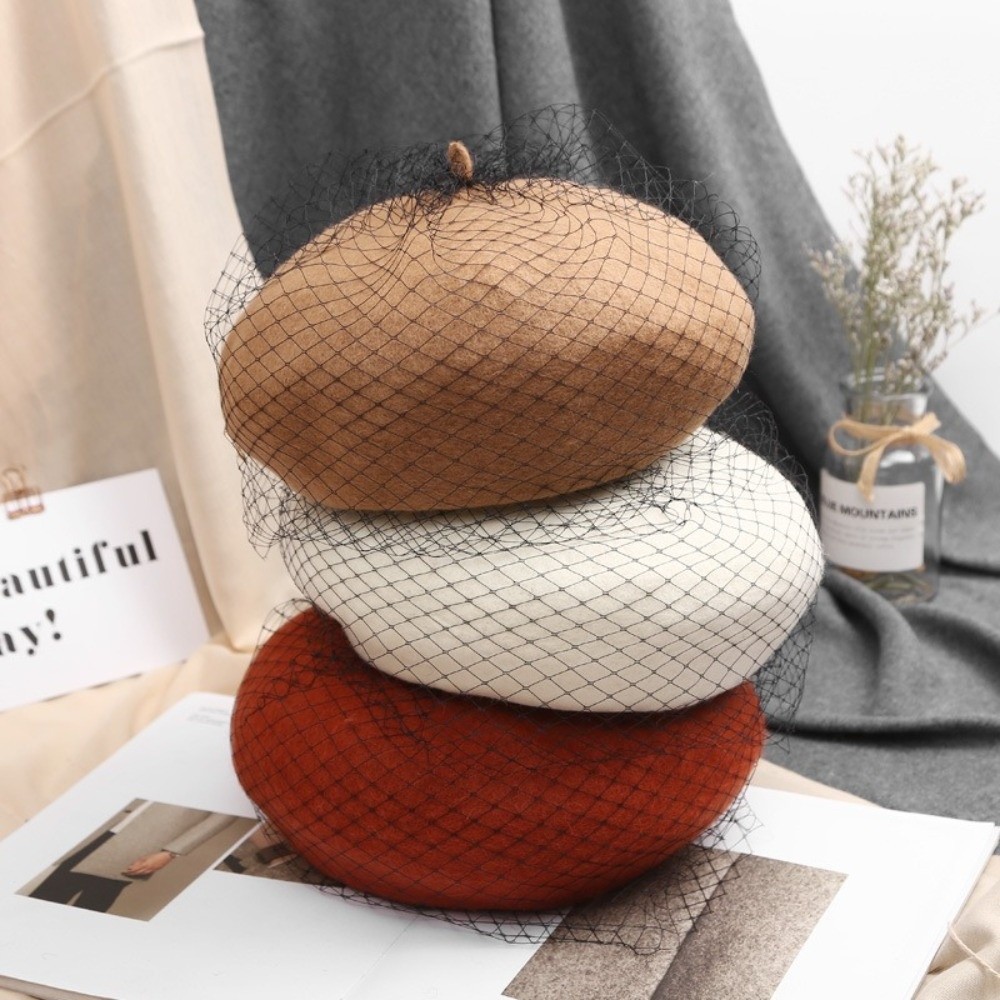 Elegant Net Mesh Wool Beret wi - огляд і ціна Beret French Wool